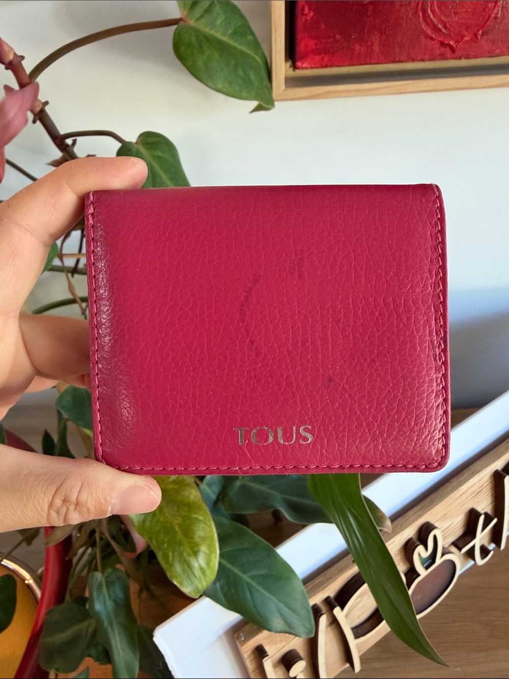 TOUS Pink Leather Card Holder Wallet
